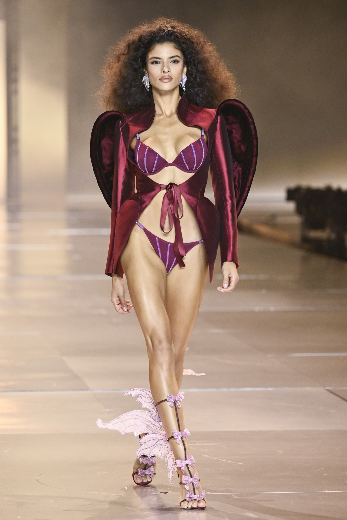 Rania Benchegra walks the runway during the Victoria's Secret Fashion Show on Tuesday, Oct. 15, 2024, in the Brooklyn borough of New York. (Photo by Evan Agostini/Invision/AP)
Rania Benchegra