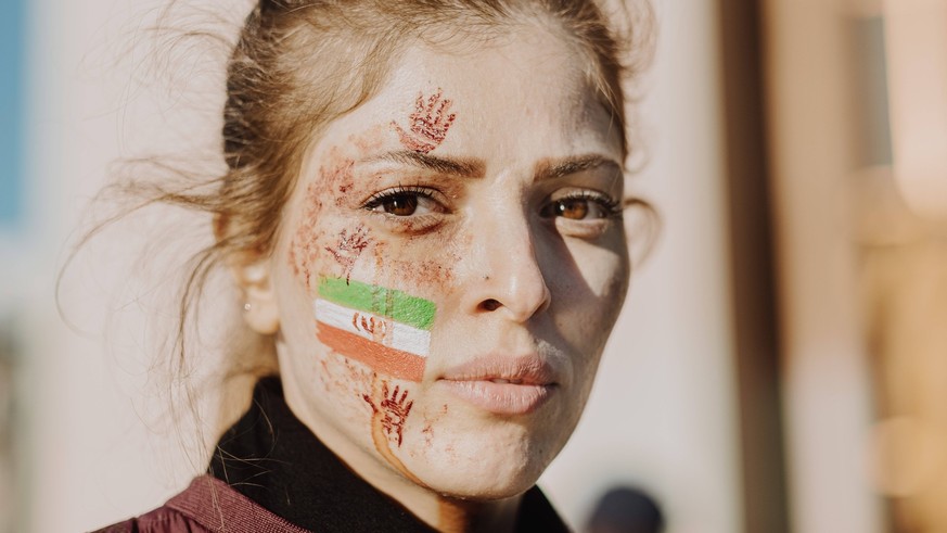 Demonstration in Paris, place du Trocadero, of Iranians from France, in solidarity with Iranian women and the protest movement in Iran, three weeks after the death of Mahsa Amini and a few days after ...