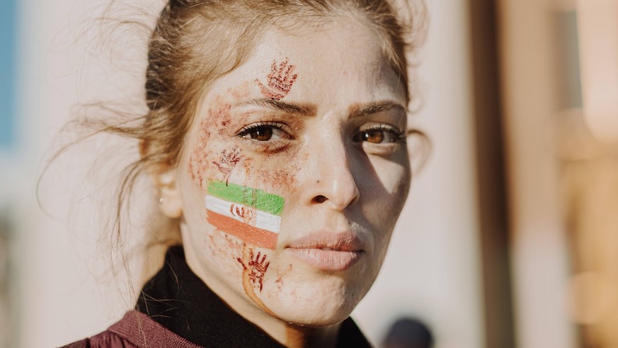 Demonstration in Paris, place du Trocadero, of Iranians from France, in solidarity with Iranian women and the protest movement in Iran, three weeks after the death of Mahsa Amini and a few days after  ...