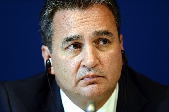 FILE - This is a Friday, 27. July 2012, file photo of Chairman of the two chambers of the new FIFA Ethics Committee Michael Garcia from the US during a press conference at the Home of FIFA in Zurich,  ...