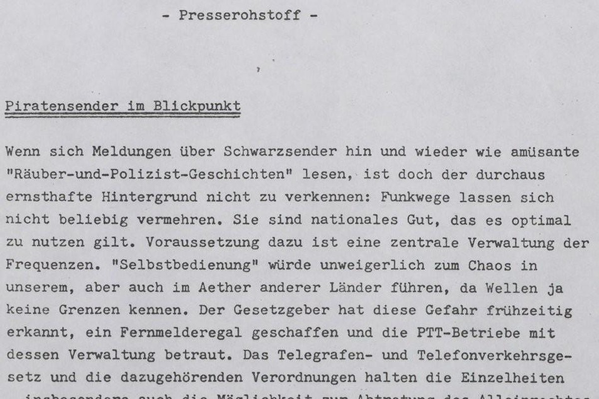 Der Kampf gegen die Radiopiraterie war der PTT bitterernst. Dies galt es zu kommunizieren, da die Medien die Einsätze gegen die Radiopiraterie als abenteuerliche Action-Jagden darstellten.