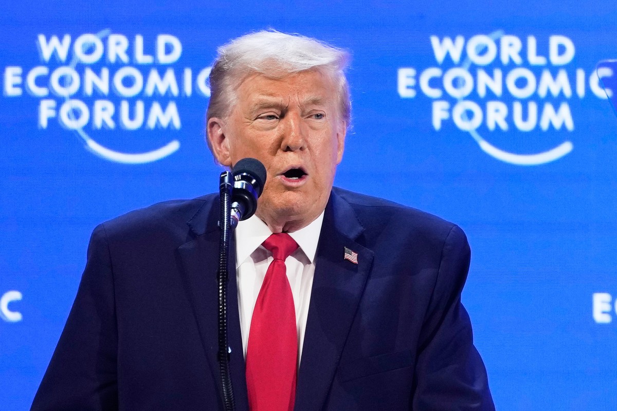 President Donald Trump speaks during the Annual Meeting of the World Economic Forum in Davos, Switzerland, Wednesday, Jan. 21, 2026. (AP Photo/Markus Schreiber)