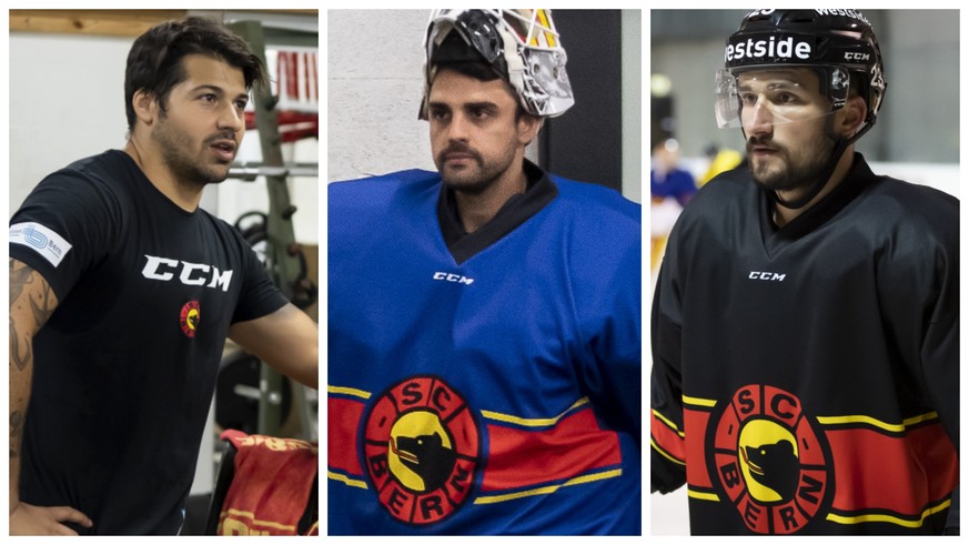 Inti Pestoni, Niklas Schlegen und Vincent Praplan im Training beim SC Bern.