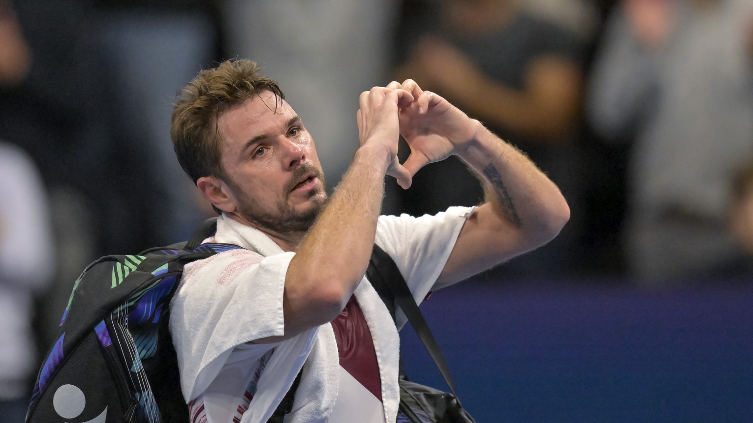 Switzerland&#039;s Stan Wawrinka after losing his quarter final match against Spain&#039;s Roberto Bautista Agut at the Swiss Indoors tennis tournament at the St. Jakobshalle in Basel, Switzerland, on ...