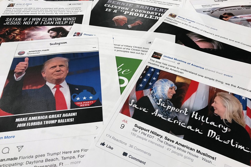 Some of the Facebook and Instagram ads linked to a Russian effort to disrupt the American political process and stir up tensions around divisive social issues, released by members of the U.S. House In ...