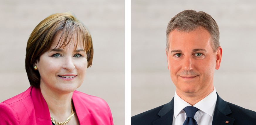 WAHLEN 2019 - STAENDERAT - 2. WAHLGANG KANTON TESSIN - Marina Carobbio (neu), SP, links und Marco Chiesa(neu), SVP, rechts. (KEYSTONE/Parteien/Handout) === COMBO, HANDOUT, NO SALES ===