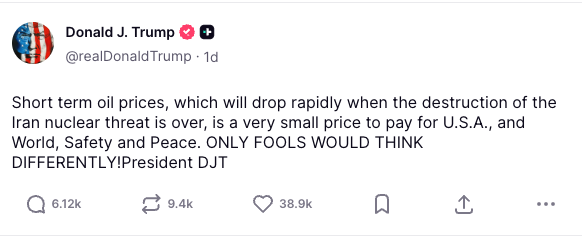 Trump Truth Social Benzinpreise