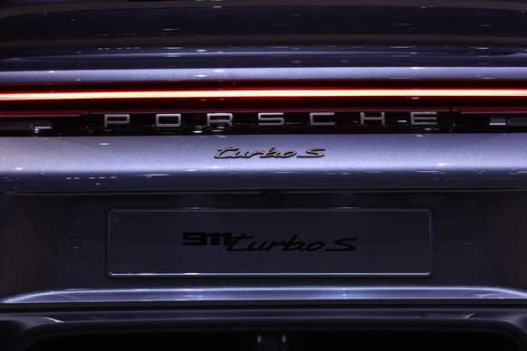 epa12359567 Porsche 911 Turbo S is presented during the Volkswagen Group media preview in Munich, Germany, 07 September 2025. The International Motor Show Germany IAA Mobility 2025 takes place in Muni ...