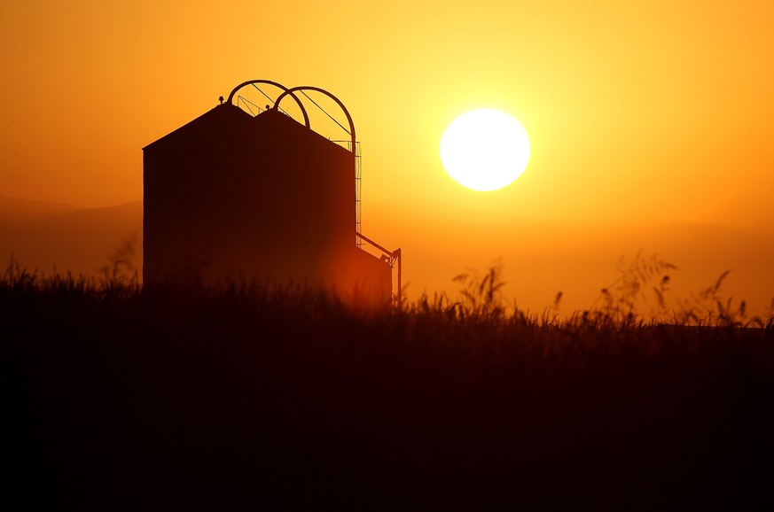 FIREBAUGH, CA - AUGUST 22: The sun rises over a farm on August 22, 2014 near Firebaugh, California. As the severe California drought continues for a third straight year, Central California farming com ...
