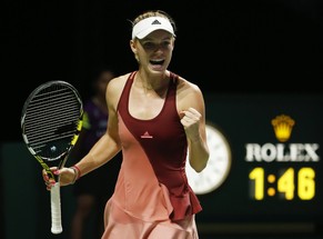 Wozniacki im Hoch.