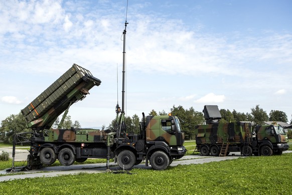 Der Multifunktions-Radar SAMP/T des Luftabwehrsystems des franzoesischen Herstellers &quot;eurosam&quot;, am Dienstag, 17. September 2019, in Menzingen. Die Sensor-Erprobungen fuer die Evaluation eine ...