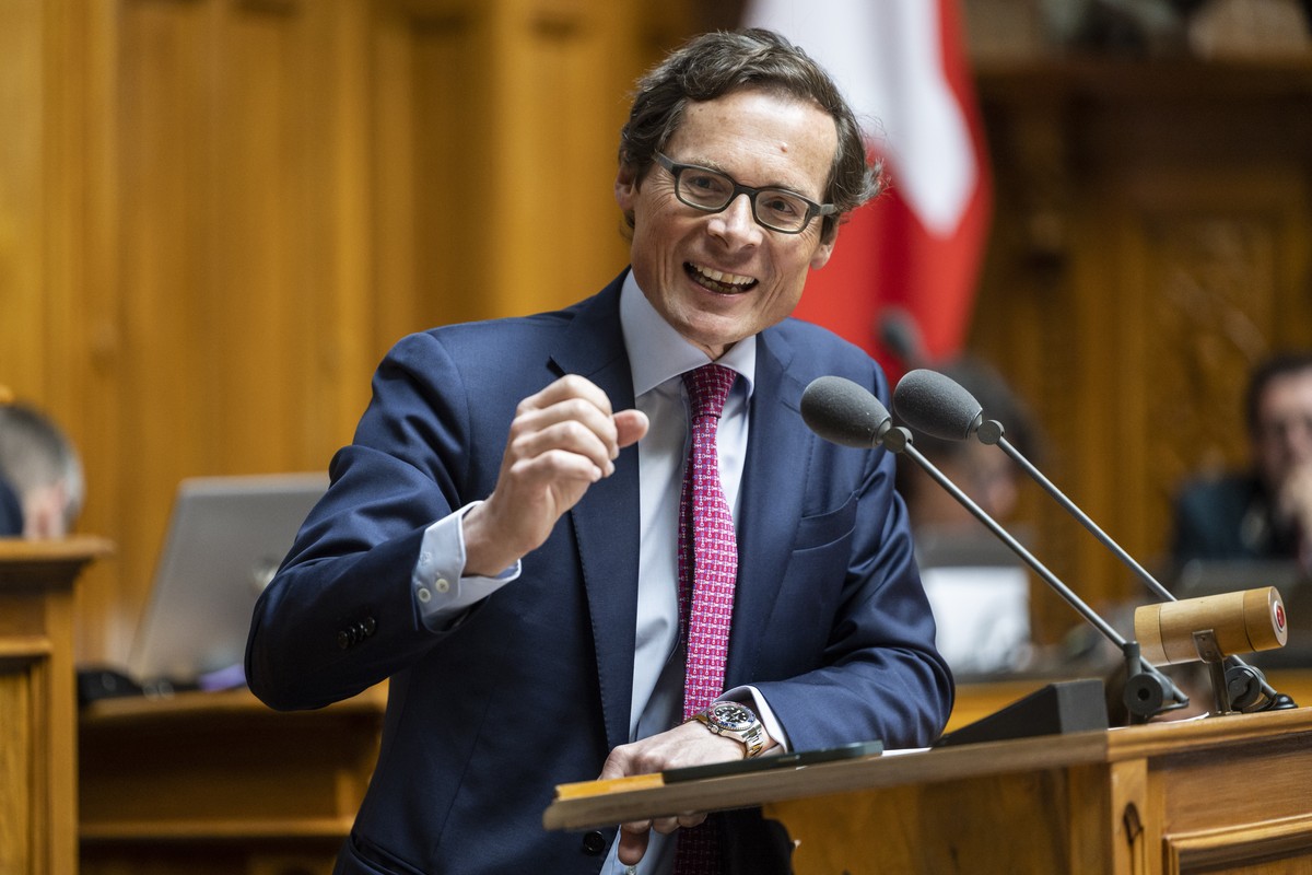 Roger Koeppel, SVP-ZH, spricht zu Europa, an der Fruehjahrssession der Eidgenoessischen Raete, am Donnerstag, 9. Maerz 2023 im Nationalrat in Bern. (KEYSTONE/Alessandro della Valle)