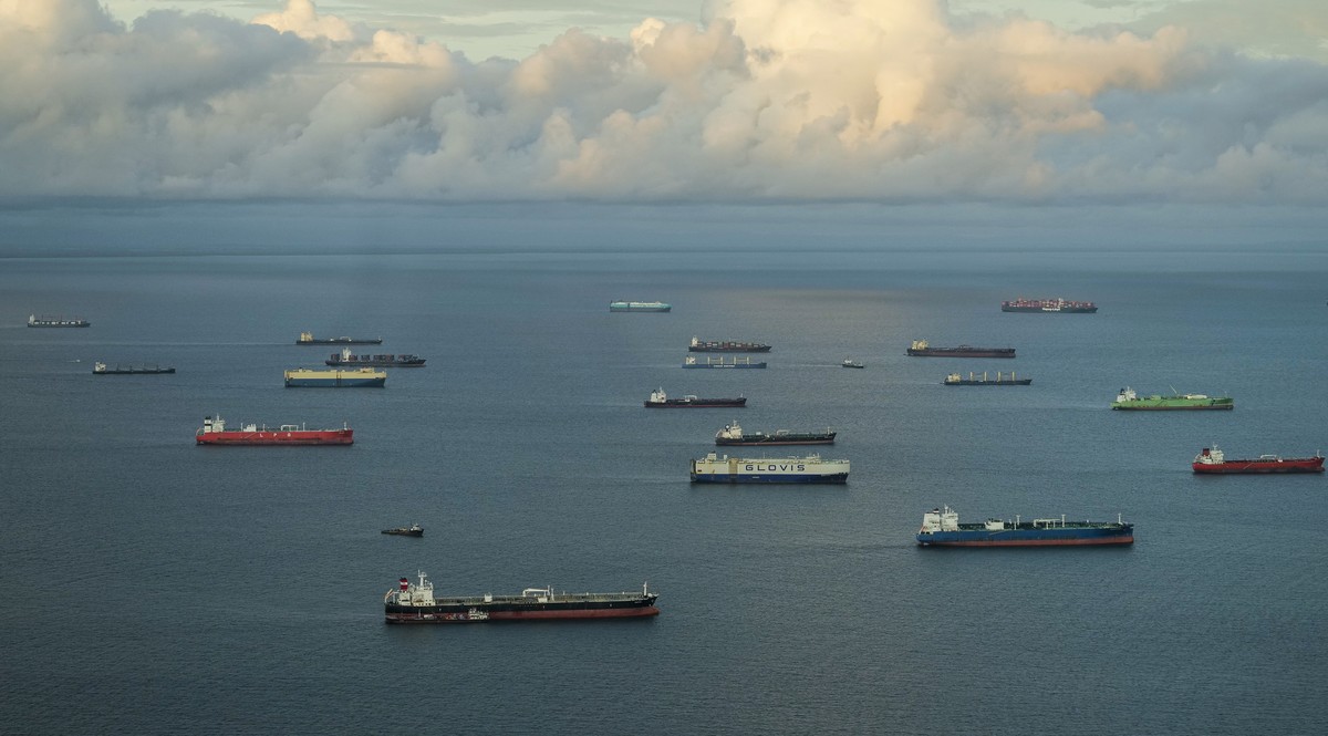 FILE - Cargo ships wait to transit the Panama Canal in Panama City, on June 28, 2024. (AP Photo/Matias Delacroix, File)