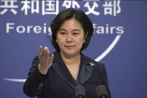 FILE - Chinese Foreign Ministry spokesperson Hua Chunying speaks during the daily press briefing at the Foreign Ministry in Beijing on Jan. 20, 2021. China on Wednesday, Feb. 23, 2022, accused the U.S ...