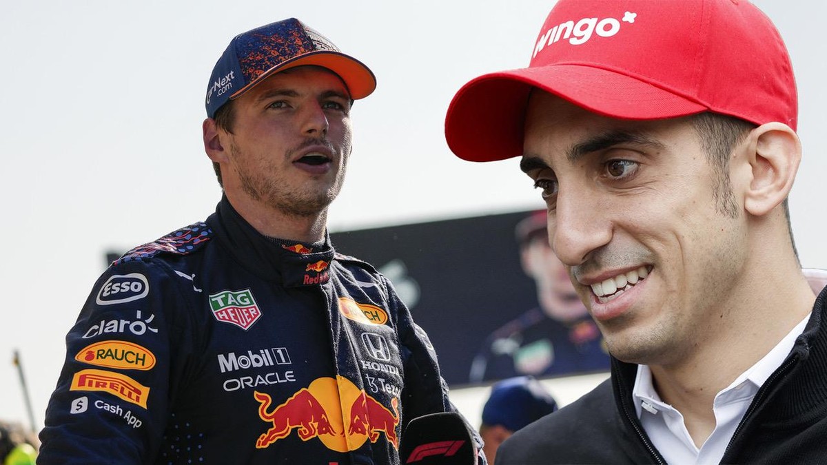 Red Bull driver Max Verstappen of the Netherlands answers media's questions after clinching the pole position in the qualifying session for Sunday's Formula One Dutch Grand Prix at the Zandv ...