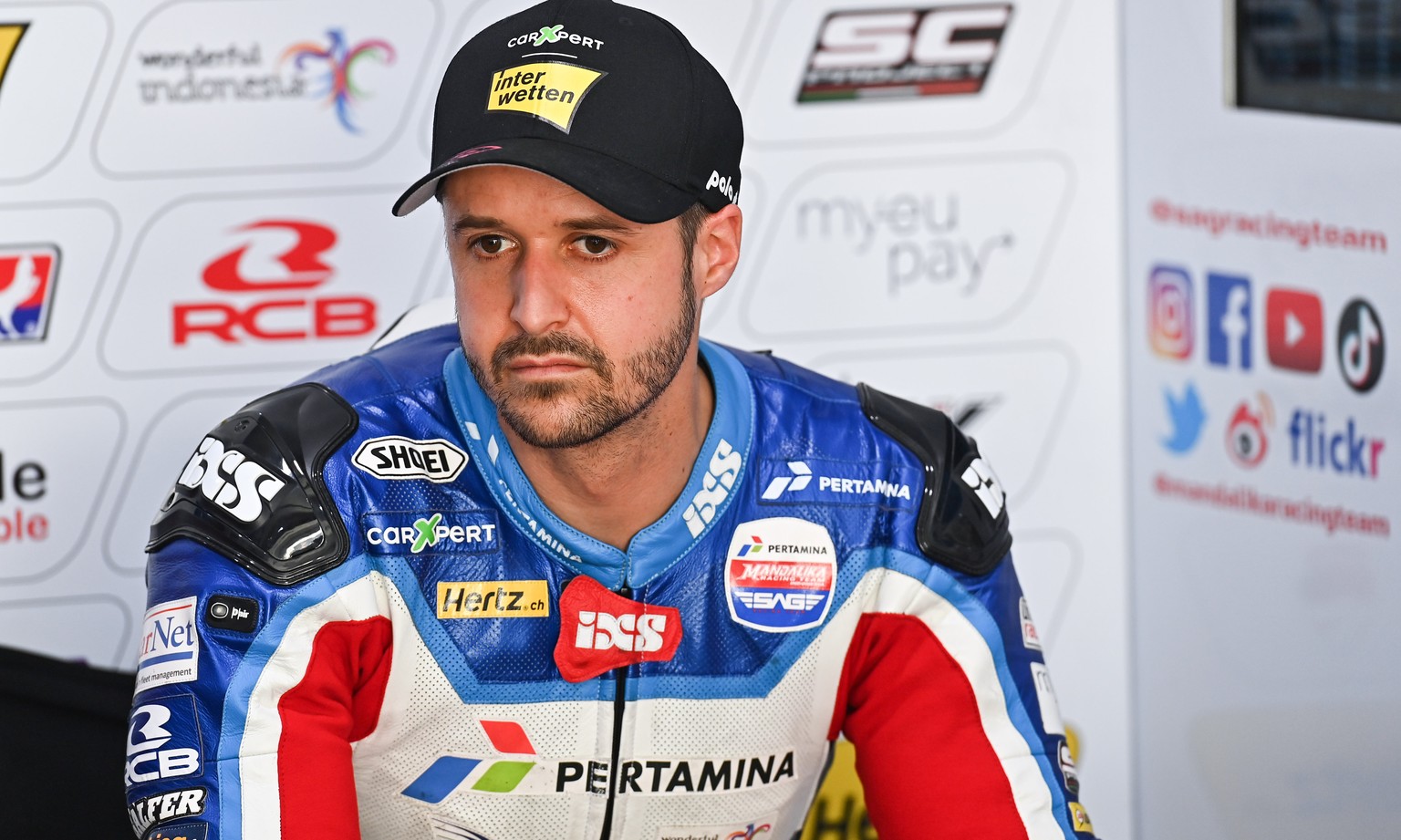 Moto2-Fahrer Tom Luethi beim Qualifying anlaesslich des Moto Grand Prix von Doha 2021 auf dem Losail International Circuit in Losail, Katar, am Samstag, 3. April 2021. (KEYSTONE/Karl Fritz Glaenzel)