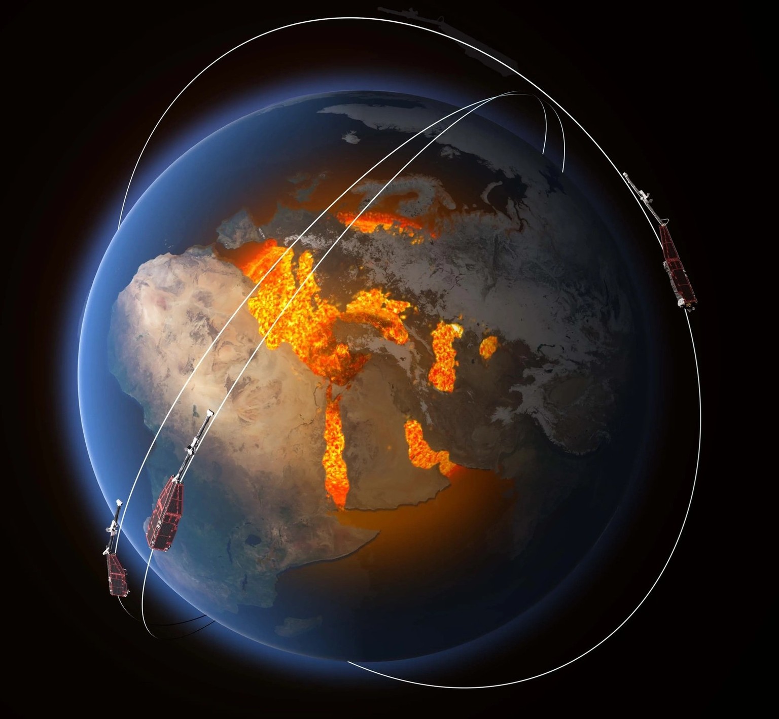 Darstellung der Swarm-Satelliten.
https://www.esa.int/ESA_Multimedia/Images/2013/10/Swarm_constellation