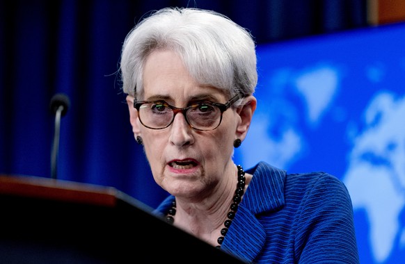 FILE - Deputy Secretary of State Wendy Sherman speaks at the State Department in Washington, Aug. 18, 2021. Russian Deputy Foreign Minister Sergei Ryabkov, who will lead Russia&#039;s delegation at th ...