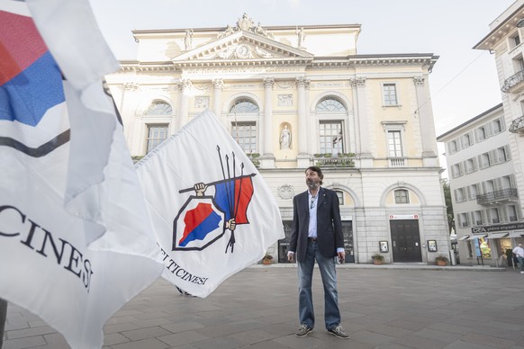 Der scheidende Buergermeister von Lugano, Michele Foletti (LEGA), nach den Gesamterneuerungswahlen der Tessiner Gemeinden, am Sonntag, 14. April 2024, in Lugano. (KEYSTONE/Ti-Press/Pablo Gianinazzi)