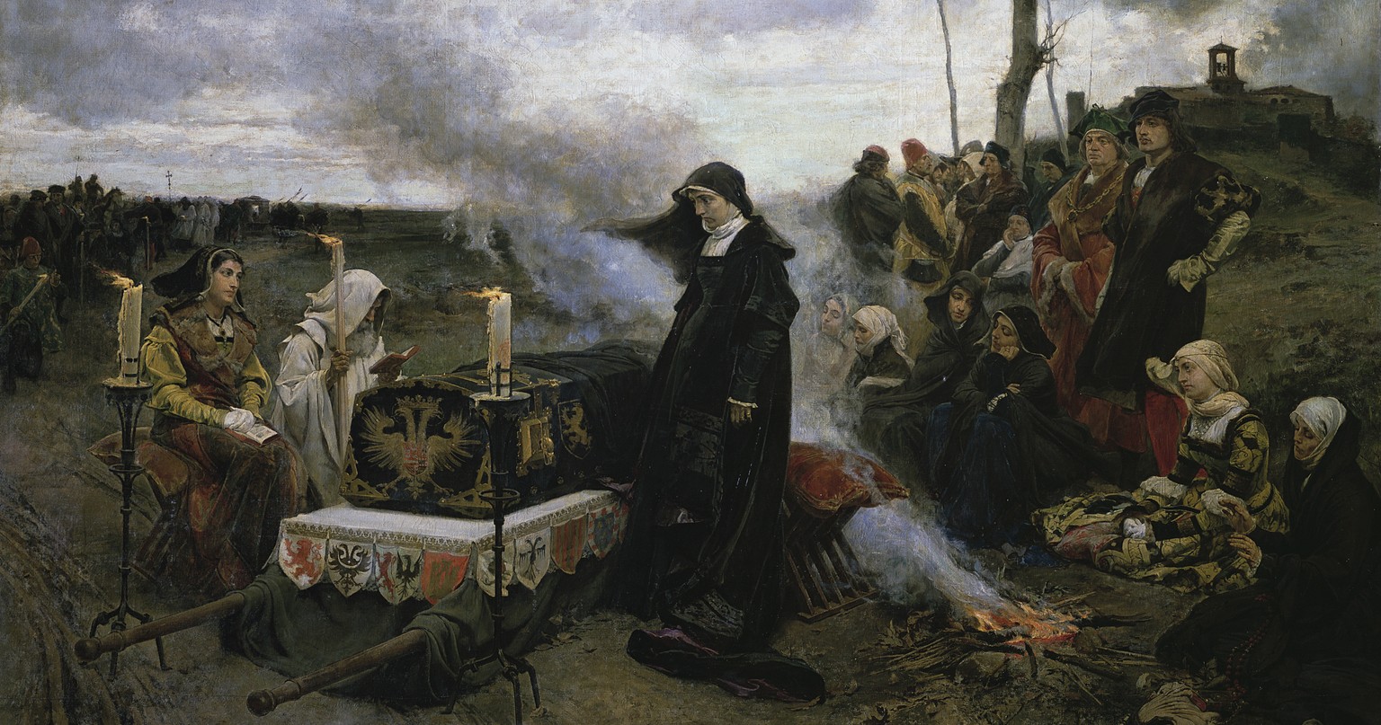 Francisco Pradilla: «Johanna die Wahnsinnige begleitet den Sarg Philipps des Schönen», 1877.