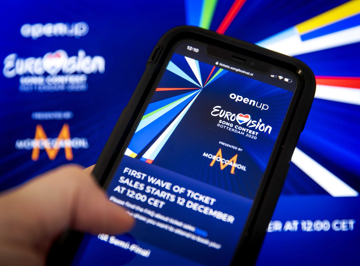 epa08303614 (FILE) - A website on which the first tickets for the two semi-finals, the final and six dress rehearsals for the 2020 Eurovision Song Contest (ESC) are offered for sale, is live and shown ...