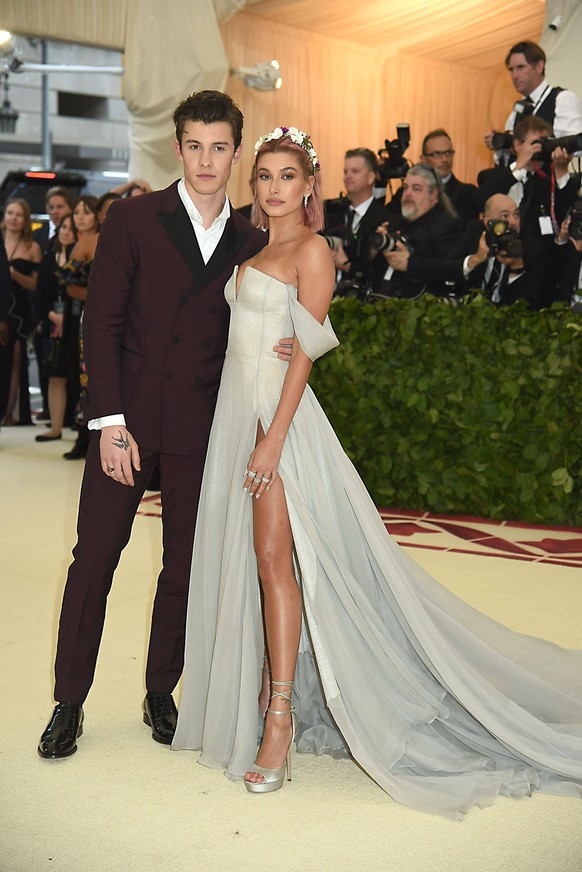 Shawn Mendes and Hailey Baldwin Shawn Mendes and Hailey Baldwin attend the Costume Institute Benefit at the Metropolitin Museum of Art at the opening of Heavenly Bodies: Fashion and the Catholic Imagi ...