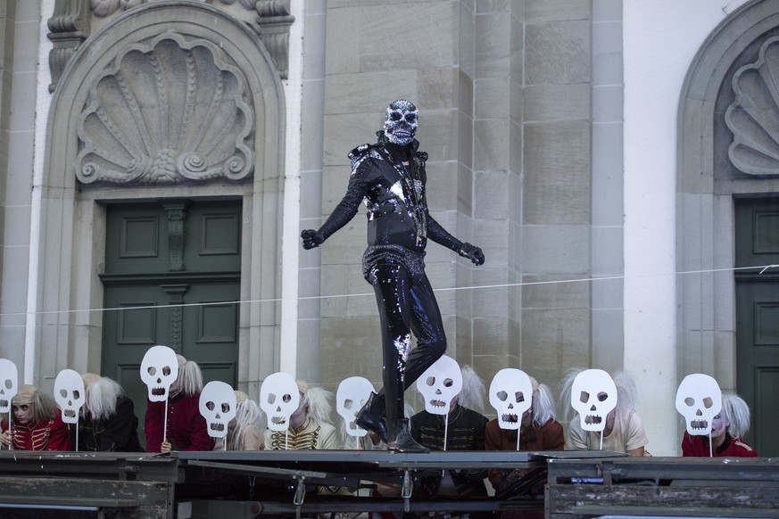 Der Tod alias Christian Baus anlaesslich des Luzerner Freilichttheaters &quot;ein Luzerner Jedermann&quot;, einer Gemeinschaftsproduktion der Freislichtspiele Luzern und des Theaters Luzern bei der Pr ...