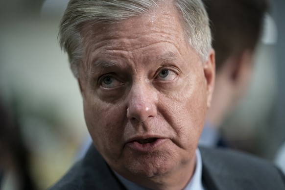 FILE - In this Sept. 25, 2019, file photo, Senate Judiciary Committee Chairman Lindsey Graham, R-S.C., takes questions from reporters at the Capitol in Washington. Congressional Republicans have spent ...