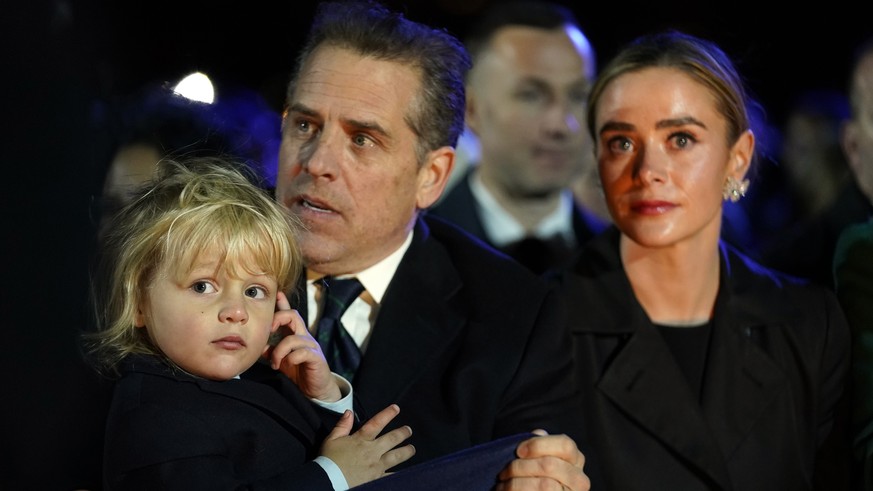 Hunter Biden holding son Beau, and his wife Melissa Cohen attend the lighting of National Christmas Tree on the Ellipse of the White House in Washington, Wednesday, Nov. 30, 2022. (AP Photo/Andrew Har ...