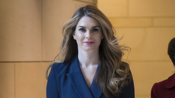 FILE - In this Feb. 27, 2018 photo, then-White House Communications Director Hope Hicks arrives to meet behind closed doors with the House Intelligence Committee, at the Capitol in Washington. Hicks h ...