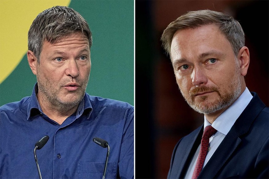 Links: Robert Habeck (Bündnis 90/Die Grünen). Rechts: Christian Lindner (FDP)