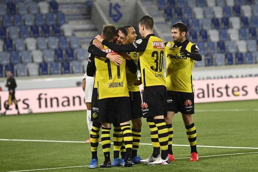 CAPTION CORRECTION; 3:2 But par Christian Fastnacht. le joueur bernois avec Christian Fasnacht jubile apres son 3-2 but, lors du championnat de football de Super League entre le FC Lausanne-Sport, LS, ...