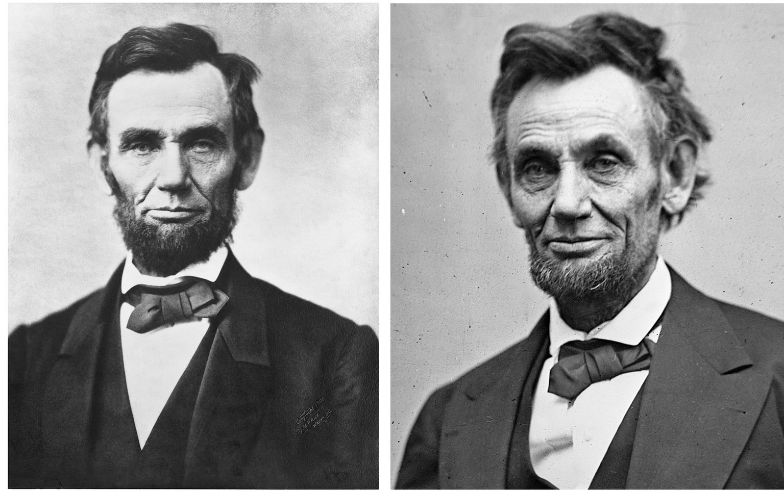 Der ernste US-Präsident im berühmten Gettysburger Porträt von 1863 vs. der weniger ernste, onkelhafte und private Abraham Lincoln.