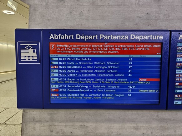 Brand Zürich Flughafen SBB