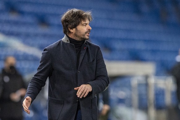 Der Trainer von Basel, Ciriaco Sforza beim Super League Meisterschaftsspiel zwischen dem FC Basel und Lausanne Sport vom Samstag, 20. Februar 2021 in Basel. (KEYSTONE/Urs Flueeler)