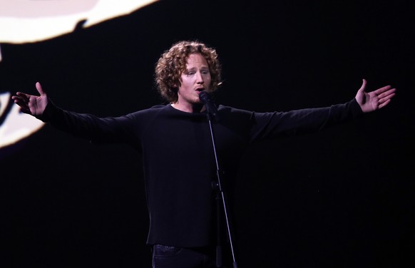 Michael Schulte from Germany performs the song &#039;You Let Me Walk Alone&#039; in Lisbon, Portugal, Wednesday, May 9, 2018 during a dress rehearsal for the Eurovision Song Contest. The Eurovision So ...