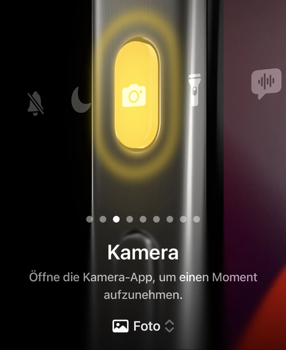 iPhone 15: Das Einstellungsmenü für die Aktionstaste ist aufwendig gestaltet
