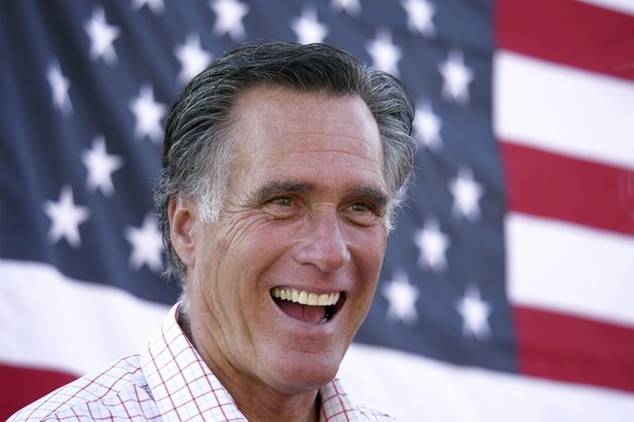 FILE - Mitt Romney smiles during a campaign event, June 20, 2018, in American Fork, Utah. (AP Photo/Rick Bowmer, File)
Mitt Romney