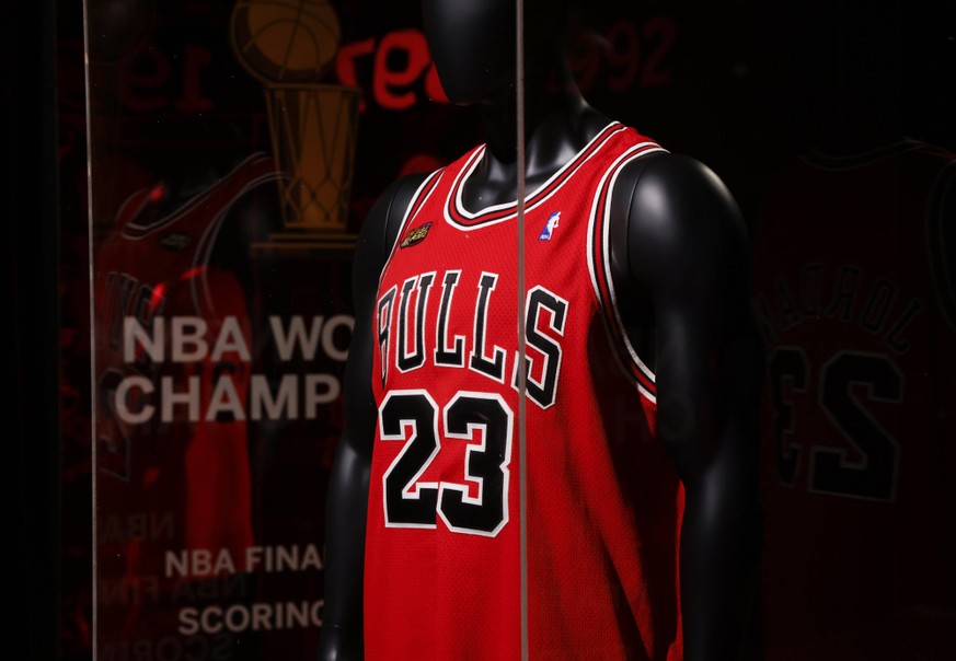 Michael Jordan s Last Dance Jersey is on display along with other Iconic Sports Player Memorabilia at Sotheby s on Tuesday, September 6, 2022 in New York City. Jordan s game-worn Bulls jersey from Gam ...