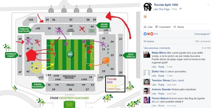 Auf Facebook soll die Torcida vor dem Spiel diesen «Einsatzplan» veröffentlicht haben.<br data-editable="remove">