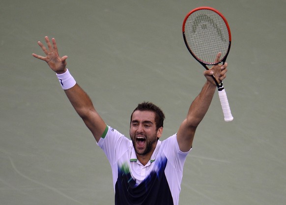 So jubelte Marin Cilic nach seinem bisher einzigen Sieg gegen Federer am US Open 2014. Zuvor hatte er fünf Mal gegen den Schweizer verloren.