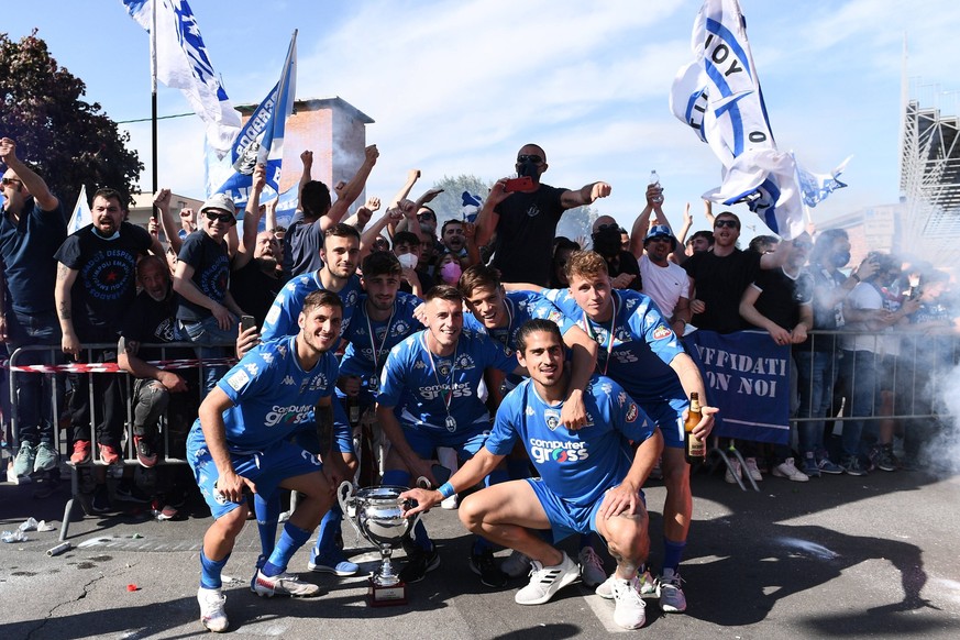 Empoli 10/05/2021 - campionato di calcio serie B / Empoli-Lecce / foto Image nella foto: Dimitrios Nikolaou-Samuele Ricci-Filippo Bandinelli-Nicolas Haas PUBLICATIONxNOTxINxITA