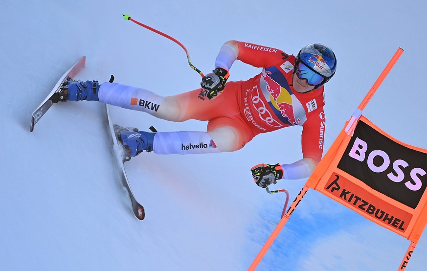 Marco ODERMATT SUI, Aktion. Ski Alpin, Training,86. Hahnenkammrennen 2026,Kitzbuehel,Hahnenkamm,Streif,Abfahrt am 20.01.2026 *** Marco ODERMATT SUI , Action Alpine Skiing, Training,86 Hahnenkammrennen ...
