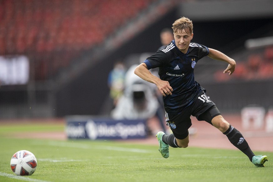 Grasshopper Petar Pusic reagiert im Fussball Meisterschaftsspiel der Super League zwischen dem Grasshopper Club Zuerich und dem FC Basel 1893 im Letzigrund, am Sonntag, 25. Juli 2021 in Zuerich. (KEYS ...