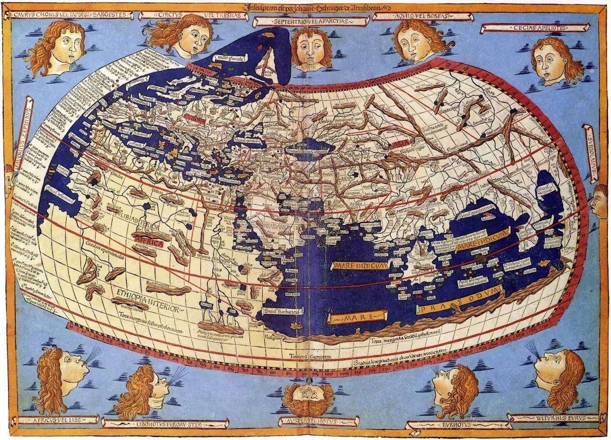 La Cosmographia Germanus, reconstitution du XVᵉ siècle de la carte du monde connu établie par Ptolémée.