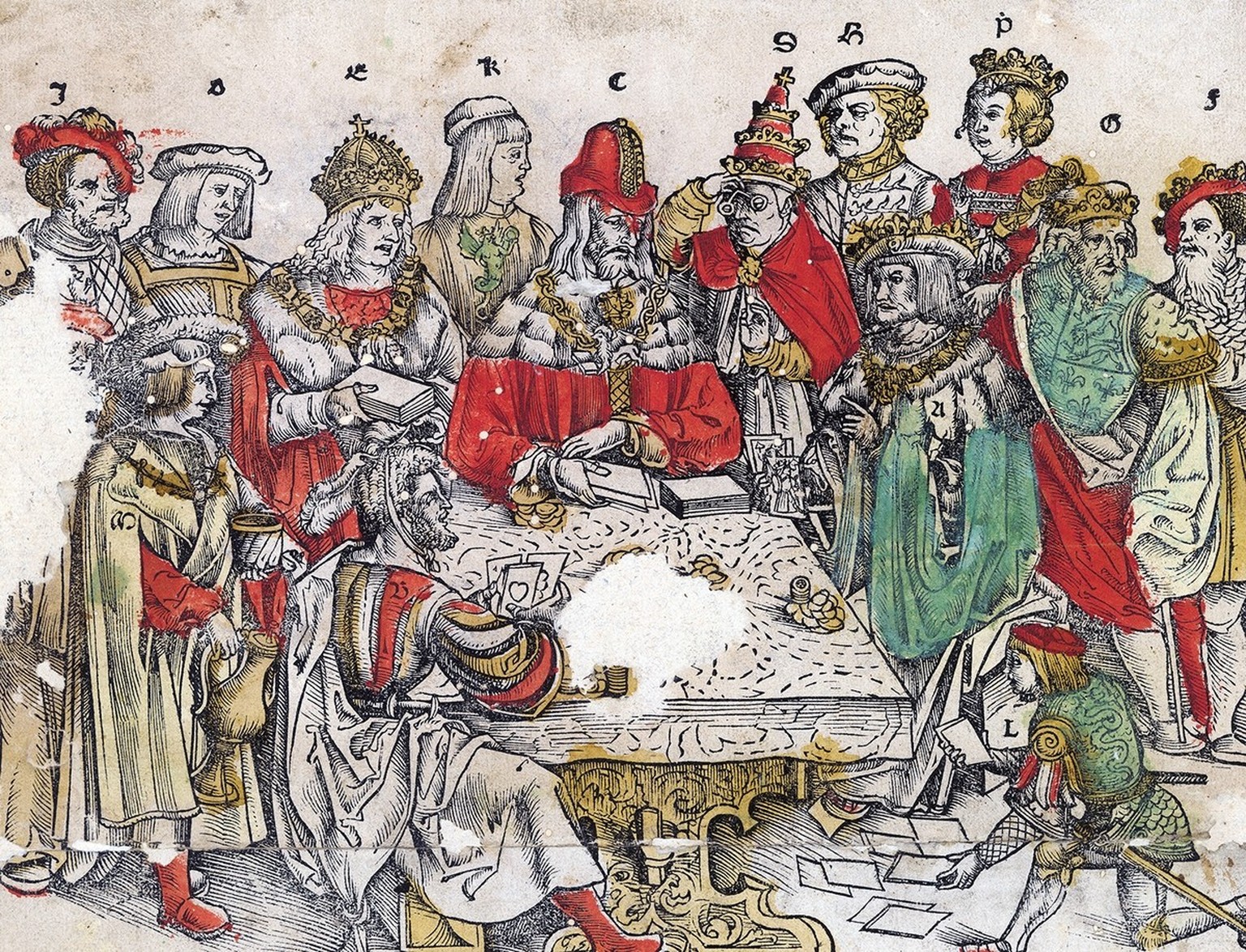 «Das Spiel von Mailand», Holzschnitt von Hans Rüegger, 1514.
https://doi.org/10.7891/e-manuscripta-92156