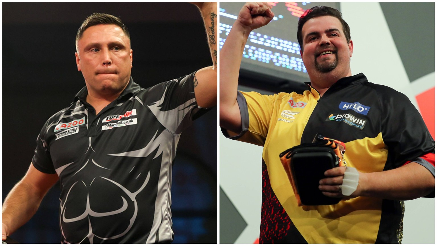 Gerwyn Price und Gabriel Clemens.