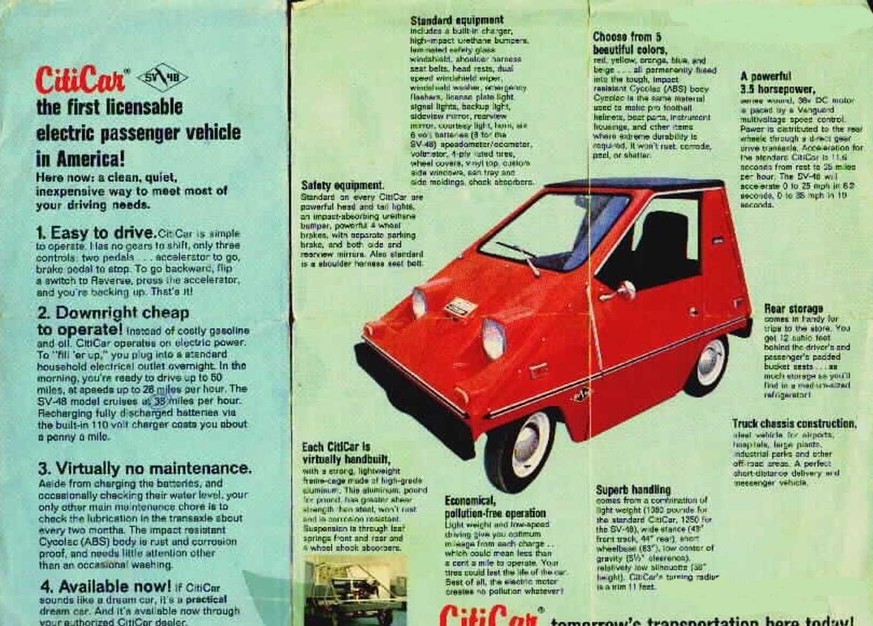 Sebring-Vanguard Citicar elektroauto 1970er USA https://insideevs.com/news/318907/1976-electric-vanguard-citicar-goes-up-for-salesells-in-a-flash/