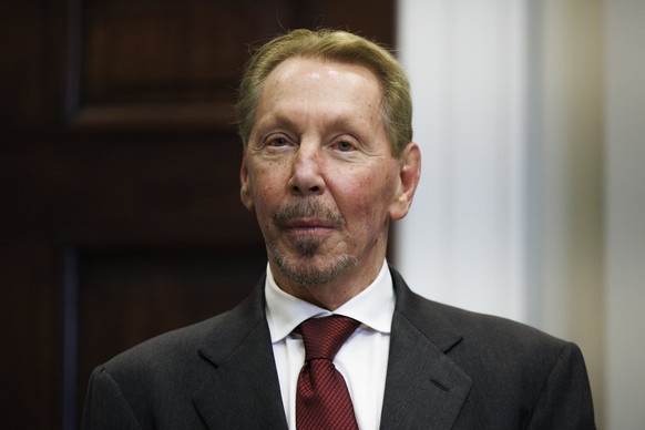 epa11843507 Oracle CEO Larry Ellison is seen in the Roosevelt Room of the White House in Washington, DC, USA, 21 January 2025. US President Donald Trump was joined by the leaders of OpenAI, Softbank,  ...