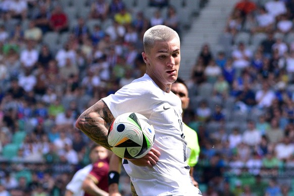 Ljubljana, Slovenia, June 08th 2024: Benjamin Sesko of Slovenia in action during the International football Friendly match between Slovenia and Bulgaria at Stadium Stozice, Ljubljana, Slovenia. Igor K ...